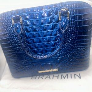 Brahmin Shimmering Blue Embossed Shoulder Bag